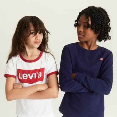 Levi's Big Girls Retro Ringer Tee Round Neck Short Sleeve Graphic T-Shirt