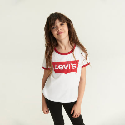 Levi's Big Girls Retro Ringer Tee Round Neck Short Sleeve Graphic T-Shirt