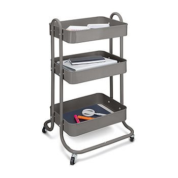 Mdesign Metal Rolling Storage Cart For Mini Fridge With 2 Fabric Drawers :  Target