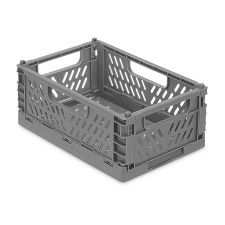 Home Expressions 2 Pack Medium Collapsible Crate, One Size, Gray