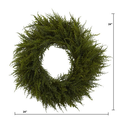 Nearly Natural 24in Cedar Indoor Christmas Wreath