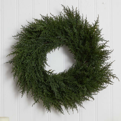 Nearly Natural 24in Cedar Indoor Christmas Wreath