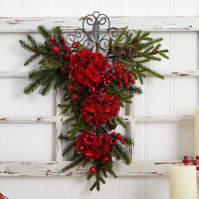 Nearly Natural 30in Apple Berry Indoor Christmas Wreath