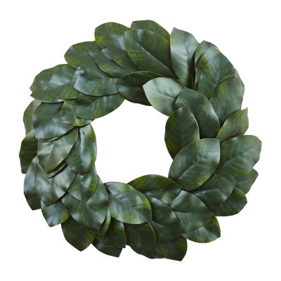 Nearly Natural 24in Magnolia Indoor Christmas Wreath