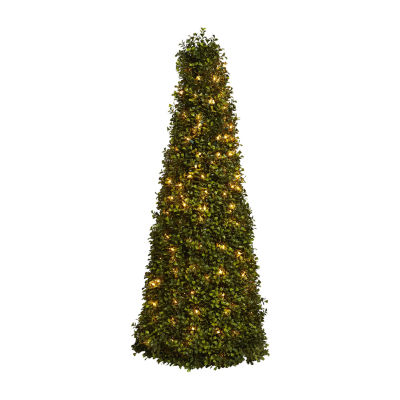 Nearly Natural 39in Boxwood Cone With Lights 3 1/2 Foot Pre-Lit Christmas Tree