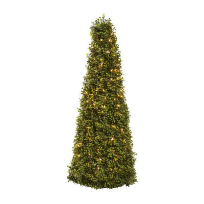 Nearly Natural 39in Boxwood Cone With Lights 3 1/2 Foot Pre-Lit Christmas Tree