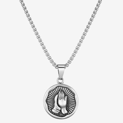 J.P. Army Men's Jewelry Stainless Steel 22 Inch Link Round Pendant Necklace