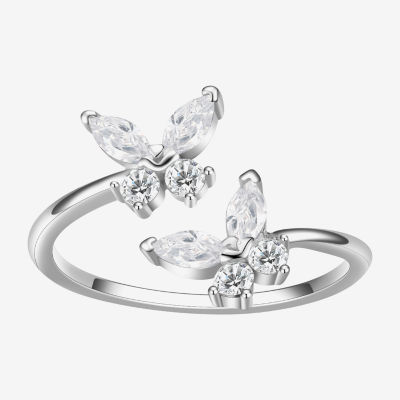 Footnotes Believe Cubic Zirconia Sterling Silver Butterfly Bypass  Band