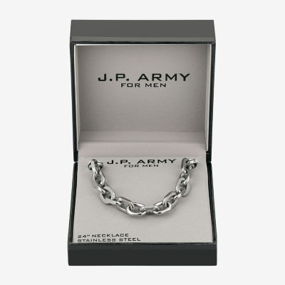 J.P. Army Mens Stainless Steel 24 Inch Link Chain Necklace
