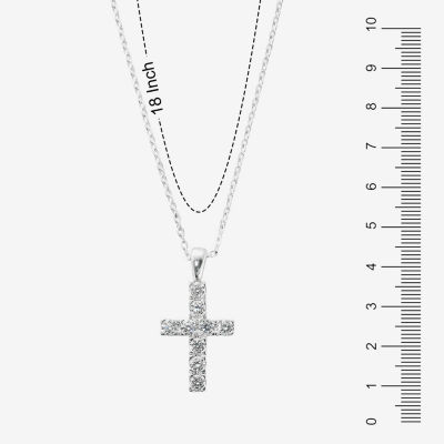 Sparkle Allure Light Up Box Womens Cubic Zirconia Pure Silver Over Brass Cross 4-pc. Jewelry Set