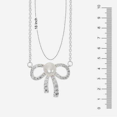 Sparkle Allure Light Up Box Womens White Cubic Zirconia Pure Silver Over Brass Bow 2-pc. Jewelry Set