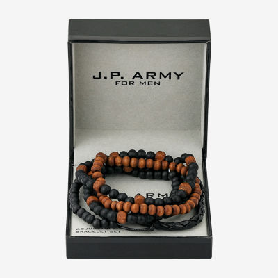 J.P. Army Men's Jewelry Black & Brown Wood 5-pc. Beaded Bracelet Set