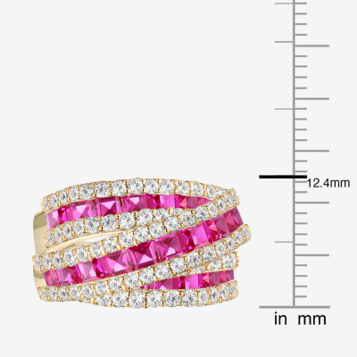 Womens Lab Created Emerald, Sapphire or Ruby 14K Gold Over Silver Sterling Cocktail Ring