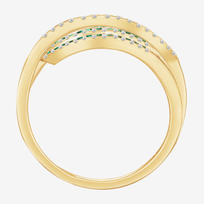 Womens Lab Created Emerald, Sapphire or Ruby 14K Gold Over Silver Sterling Cocktail Ring