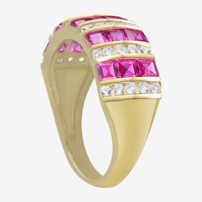 Womens Lab Created Red Ruby 14K Gold Over Silver Cocktail Ring