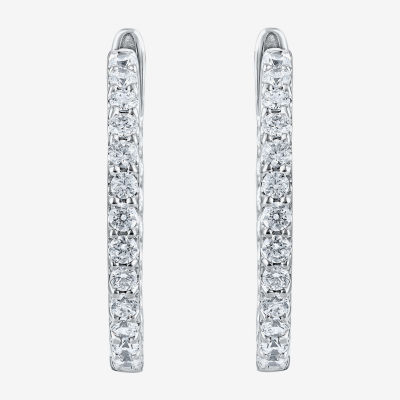 1 CT. T.W. Genuine White Diamond 14K Gold 20.3mm Hoop Earrings