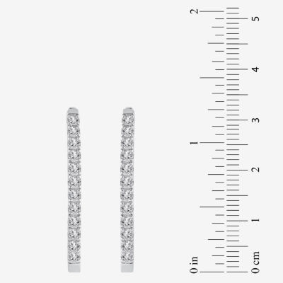 (H-I / I1) 1 CT. T.W. Lab Grown Diamond 10K or 14K Gold 25mm Hoop Earrings