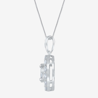 Diamond Blossom (G / Si2) Womens 1 CT. T.W. Lab Grown White Diamond 10K White Gold Round Pendant Necklace