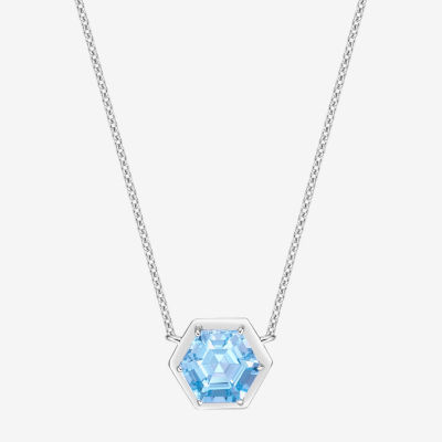 Womens Genuine Topaz Sterling Silver Pendant Necklace