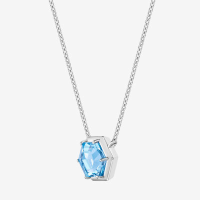 Womens Genuine Topaz Sterling Silver Pendant Necklace