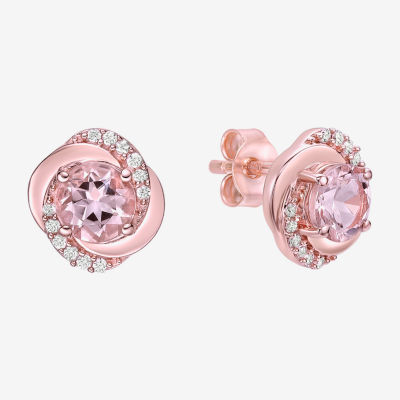 Genuine Pink Morganite 10K Rose Gold 9mm Stud Earrings