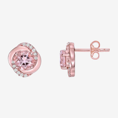 Genuine Pink Morganite 10K Rose Gold 9mm Stud Earrings