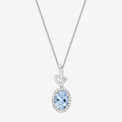 Gemstone 10K Gold Oval Pendant Necklace