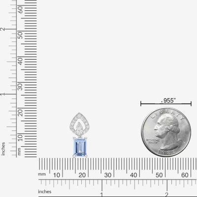 Womens Genuine Blue Aquamarine 10K White Gold 18 Inch Pendant Necklace