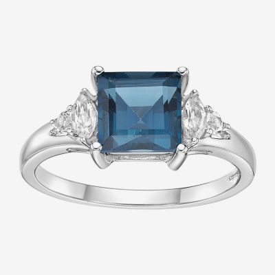 Womens Genuine Topaz Sterling Silver Cocktail Ring