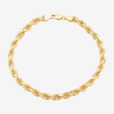 10K Gold 8 1/2 Inch Hollow Rope Chain Bracelet