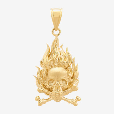 Mens 10K Gold Skull Pendant