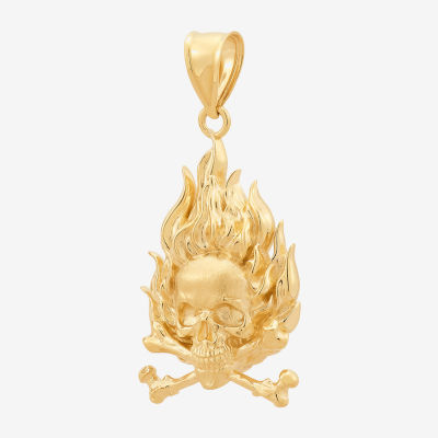 Mens 10K Gold Skull Pendant