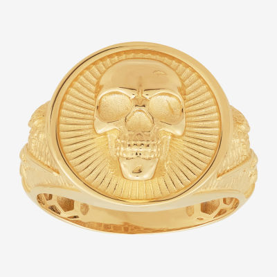 Mens 10K Gold Skull Fashion Ring