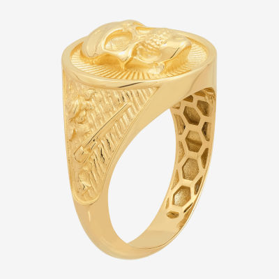 Mens 10K Gold Skull Fashion Ring