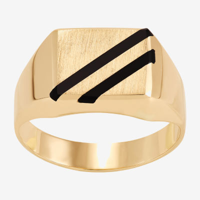 Mens Black Onyx 10K Gold Signet Ring