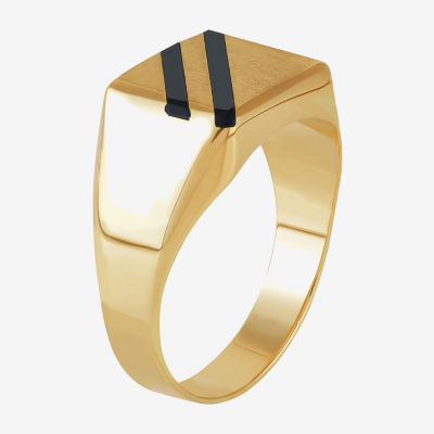 Mens Black Onyx 10K Gold Signet Ring