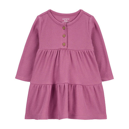 Carter's Baby Girls Long Sleeve Fitted Sleeve A-Line Dress, 24 Months, Purple