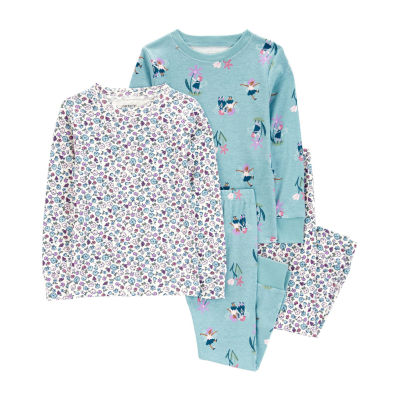 Carter's Toddler Girls Rib Crew Neck Long Sleeve 4-pc. Pajama Sets