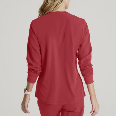 Skechers Sk401 Stability 2-Pocket Crewneck Snap-Front Warm-Up Womens Tag Free Stretch Fabric Moisture Wicking Scrub Jackets