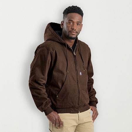 Berne Highland Washed Duck Mens Hooded Big And Tall Heavyweight Work Jacket, X-large Tall, Brown