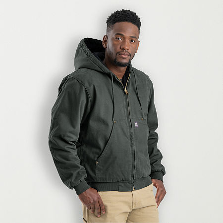 Berne Highland Washed Duck Mens Hooded Big And Tall Heavyweight Work Jacket, 3x-large Tall, Green