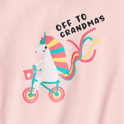 Okie Dokie Toddler & Little Girls Round Neck Short Sleeve Regular Fit Graphic T-Shirt