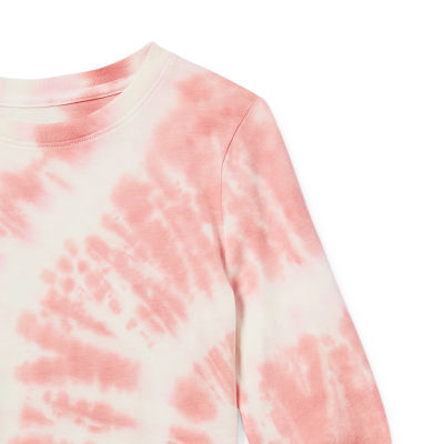 Thereabouts Little & Big Girls Tie-Dye Round Neck Long Sleeve Graphic T-Shirt