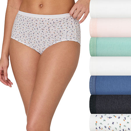 Hanes Ultimate Cool Comfort Cotton Ultra Soft 7 Pack Average + Full Figure Cooling Brief Panty 40h7cc, 8, Multiple Colors