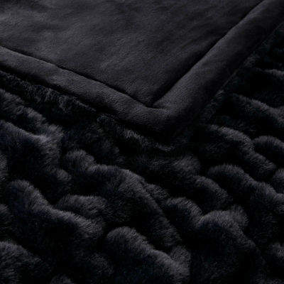 Madison Park Ruched Fur Throw