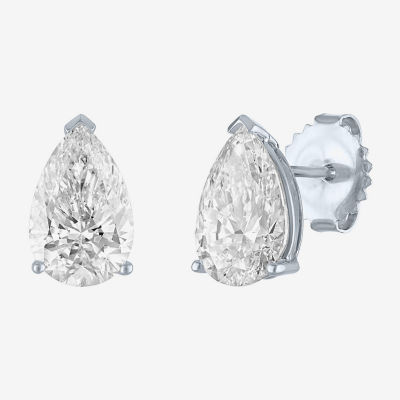Si1-Si2/E-F 3 CT. T.W. Lab Grown White Diamond 14K White Gold 10.6mm Pear Stud Earrings