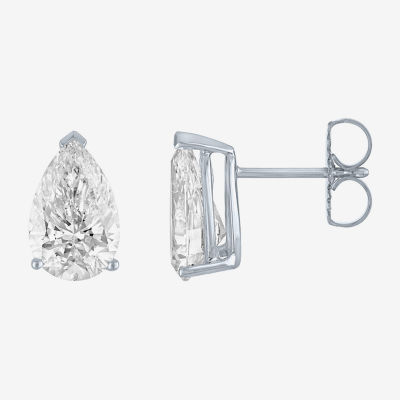 Si1-Si2/E-F 3 CT. T.W. Lab Grown White Diamond 14K White Gold 10.6mm Pear Stud Earrings