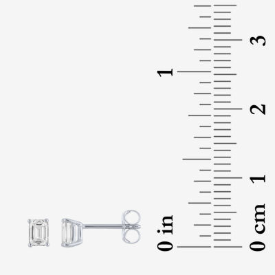 ( E-F/Si1-Si2 ) 1/2 CT. T.W. Lab-Grown Diamond 10K Gold 4.4mm Emerald Stud Earrings