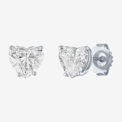 Si1-Si2/E-F 3 CT. T.W. Lab Grown White Diamond 14K White Gold 8.1mm Heart Stud Earrings