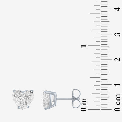 Si1-Si2/E-F 3 CT. T.W. Lab Grown White Diamond 14K White Gold 8.1mm Heart Stud Earrings